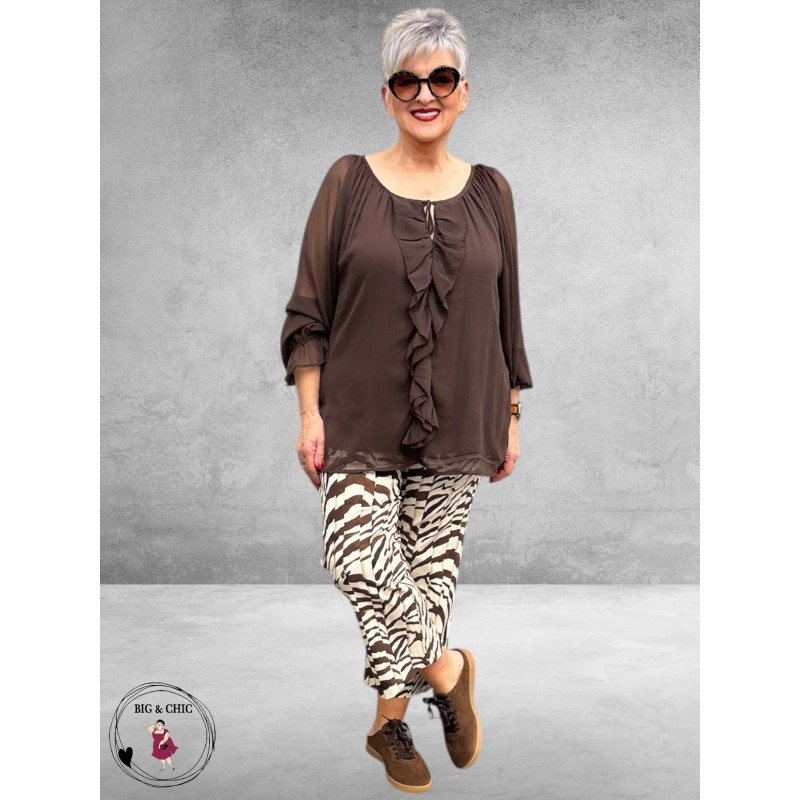 ROBELL Broek Joella Flair Creme/Bruin