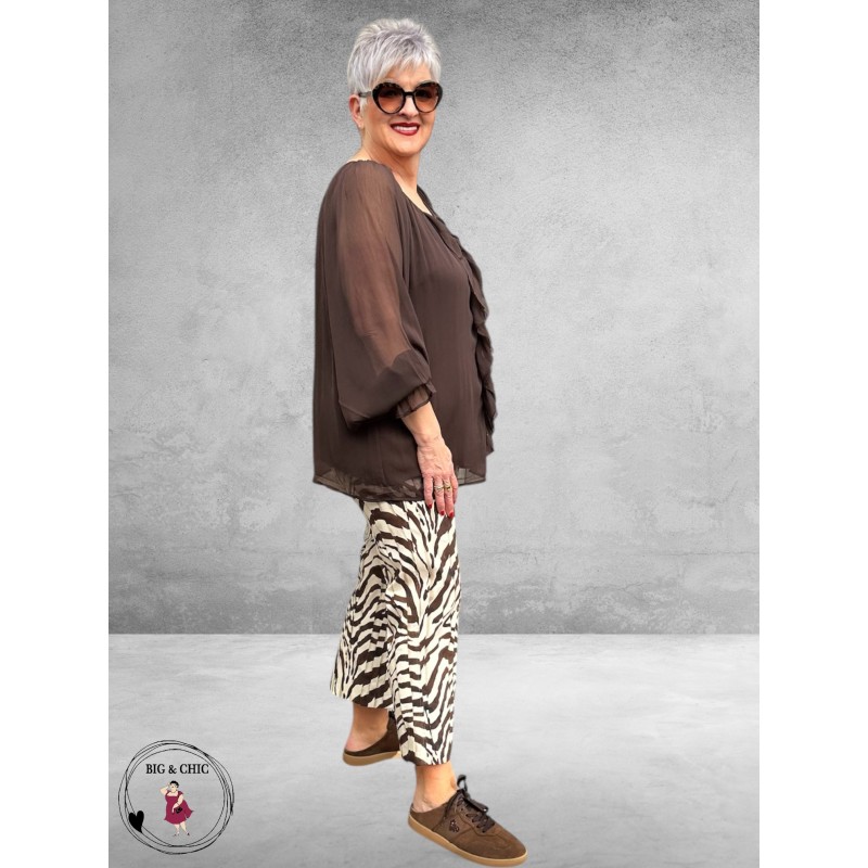 ROBELL Broek Joella Flair Creme/Bruin