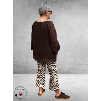 ROBELL Broek Joella Flair Creme/Bruin