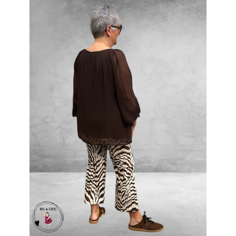 ROBELL Broek Joella Flair Creme/Bruin