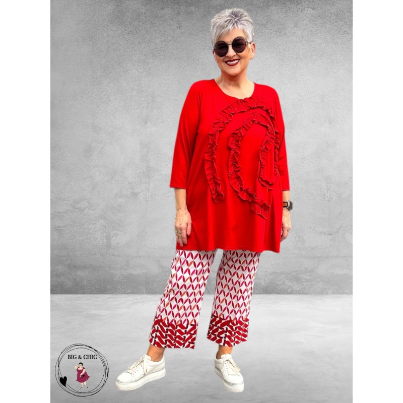 ROBELL Broek Joella Flair Rood/Fuchsia/Wit Contra