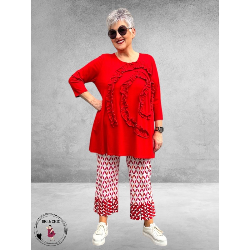 ROBELL Broek Joella Flair Rood/Fuchsia/Wit Contra