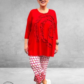 ROBELL Broek Joella Flair Rood/Fuchsia/Wit Contra