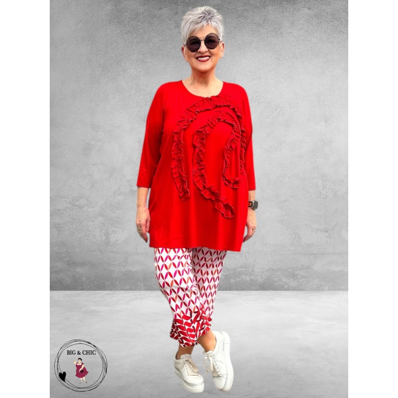 ROBELL Broek Joella Flair Rood/Fuchsia/Wit Contra