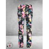 Robell Broek Bella Straight Fit Zwart Multi Flowers