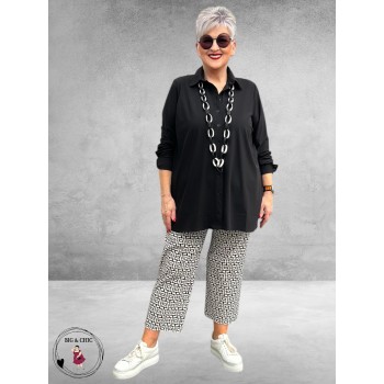 Robell Broek Lisa 7/8 Zwart-Wit-Schakel