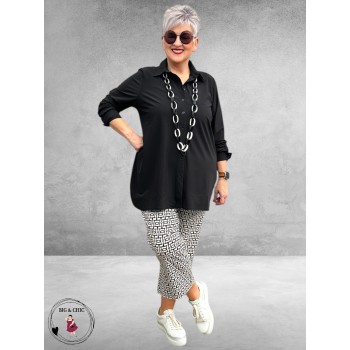 Robell Broek Lisa 7/8 Zwart-Wit-Schakel