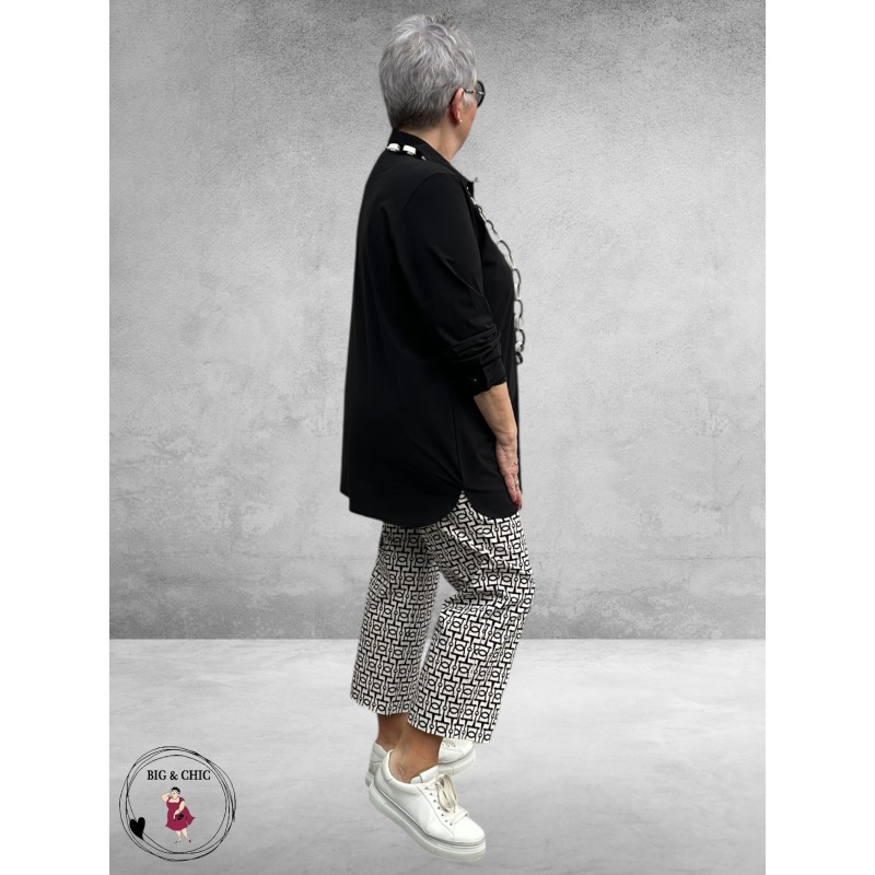 Robell Broek Lisa 7/8 Zwart-Wit-Schakel