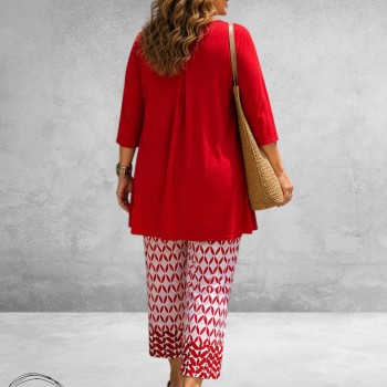 ROBELL Broek Joella Flair Rood/Fuchsia/Wit Contra