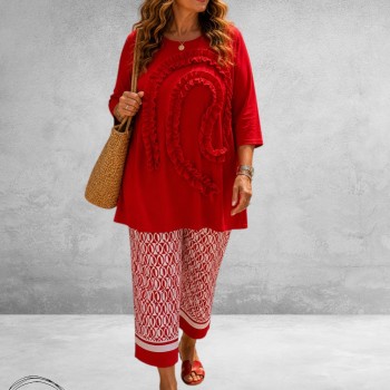 ROBELL Broek Joella Flair Rood/Wit 