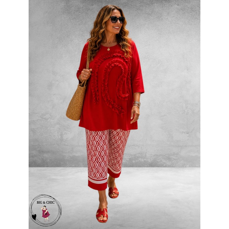 ROBELL Broek Joella Flair Rood/Wit 
