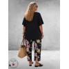 Robell Broek Bella Straight Fit Zwart Multi Flowers