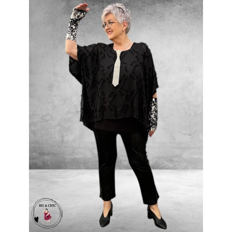 SINNE DESIGN Shirt/Blouse Zwart Semitransparant