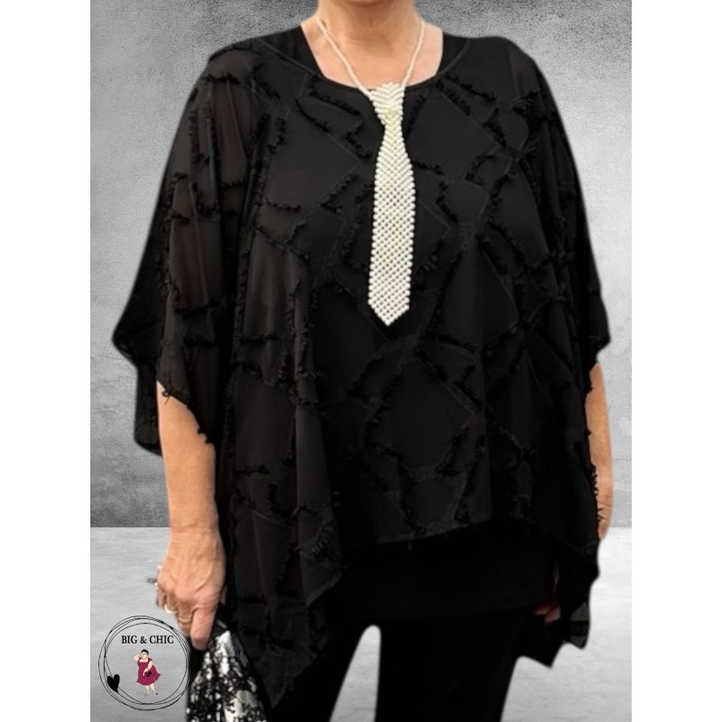 SINNE DESIGN Shirt/Blouse Zwart Semitransparant