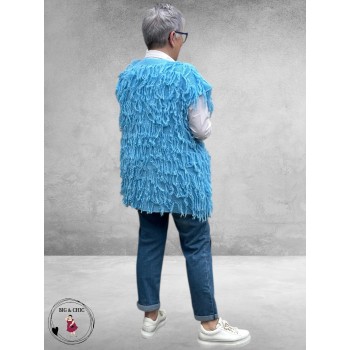 SISSI Gilet Gebreid Franjes Blauw