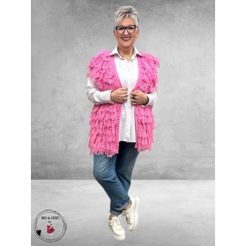 SISSI Gilet Gebreid Franjes Roze