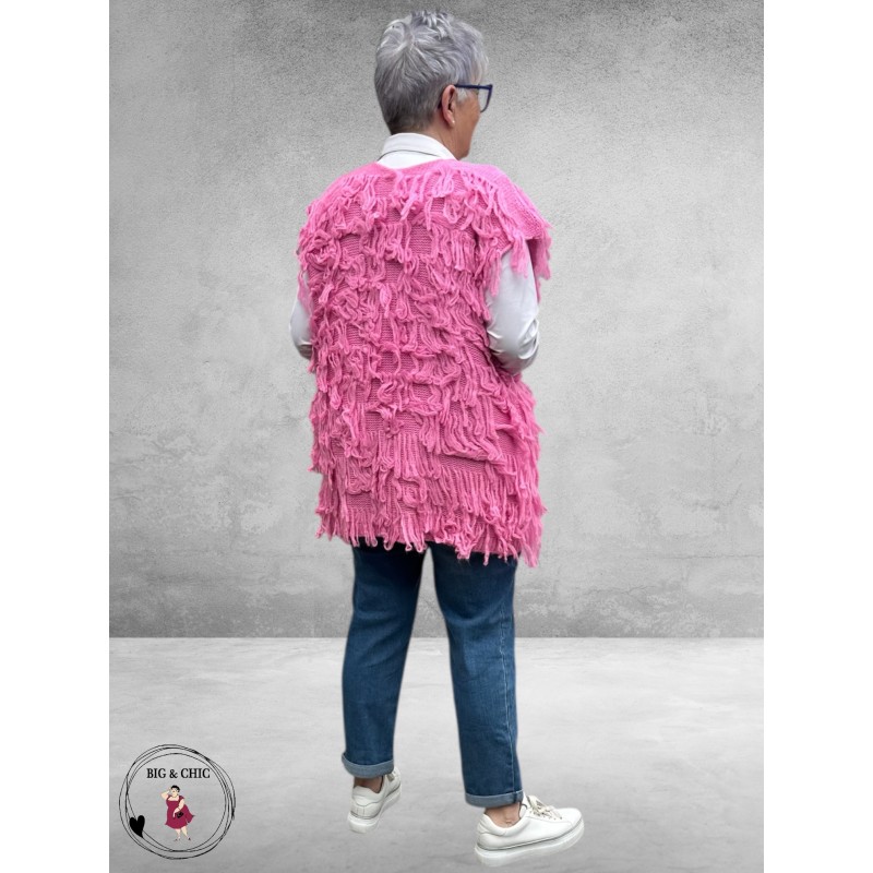 SISSI Gilet Gebreid Franjes Roze