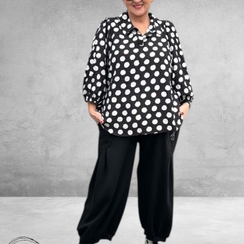 STUDIO Blouse/Shirt Stiff White Dots