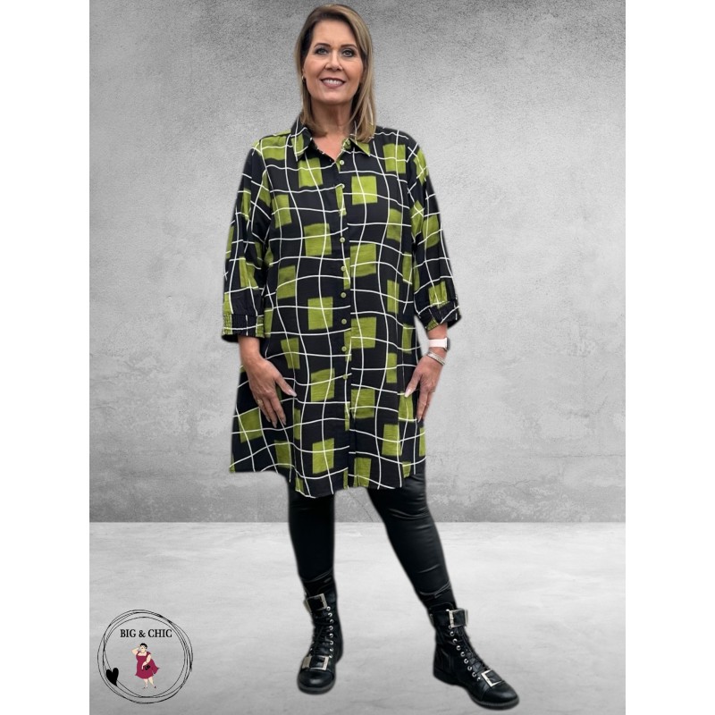 STUDIO Tuniek/Blouse Emilie Zwart/Groen Ruit