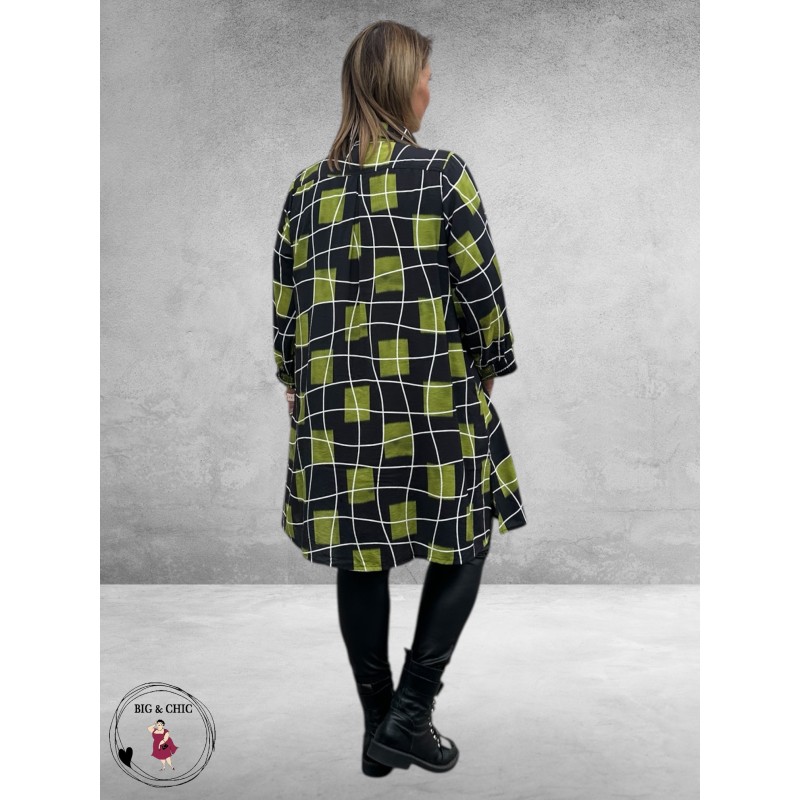 STUDIO Tuniek/Blouse Emilie Zwart/Groen Ruit