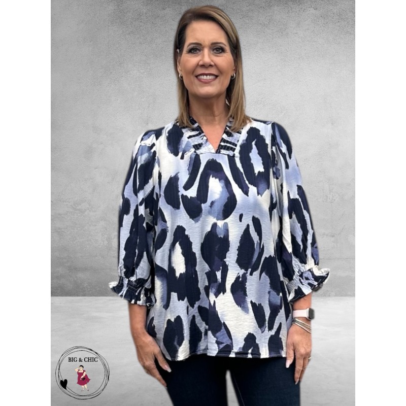 STUDIO Blouse Feodora Blauw/Wit