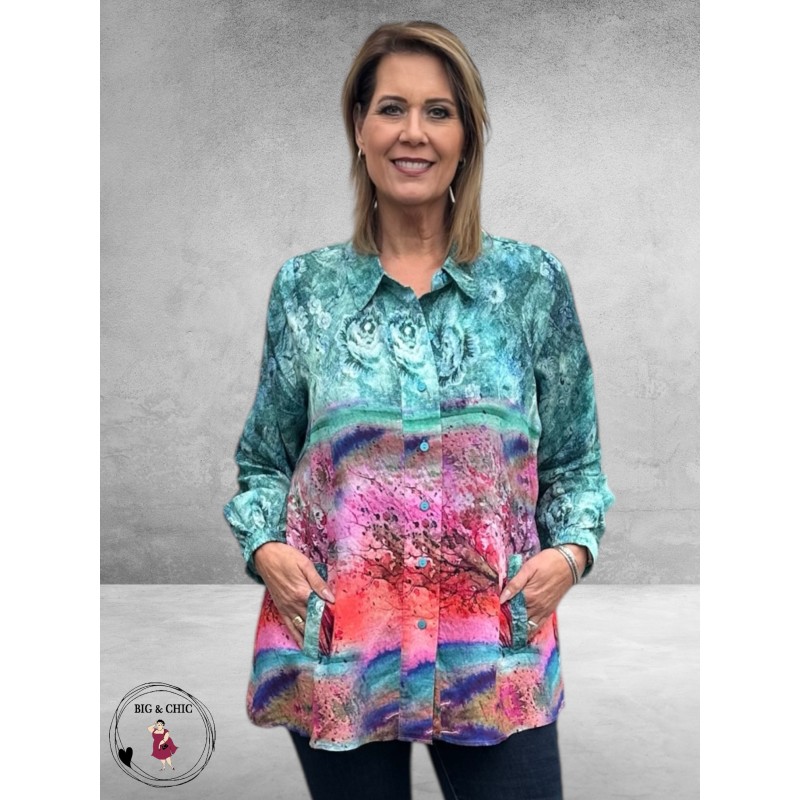 STUDIO Blouse Vilma Blauw/Rose