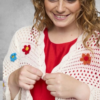 Studio Vest Met Bloemen Applicatie Wit