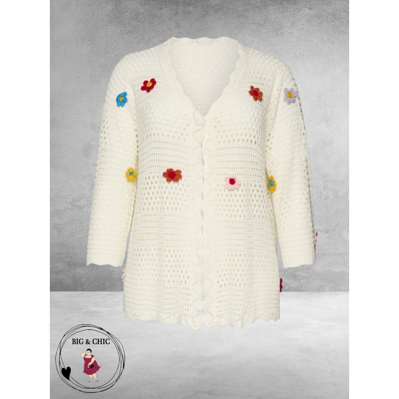 Studio Vest Met Bloemen Applicatie Wit