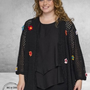Studio Vest Met Bloemen Applicatie Zwart