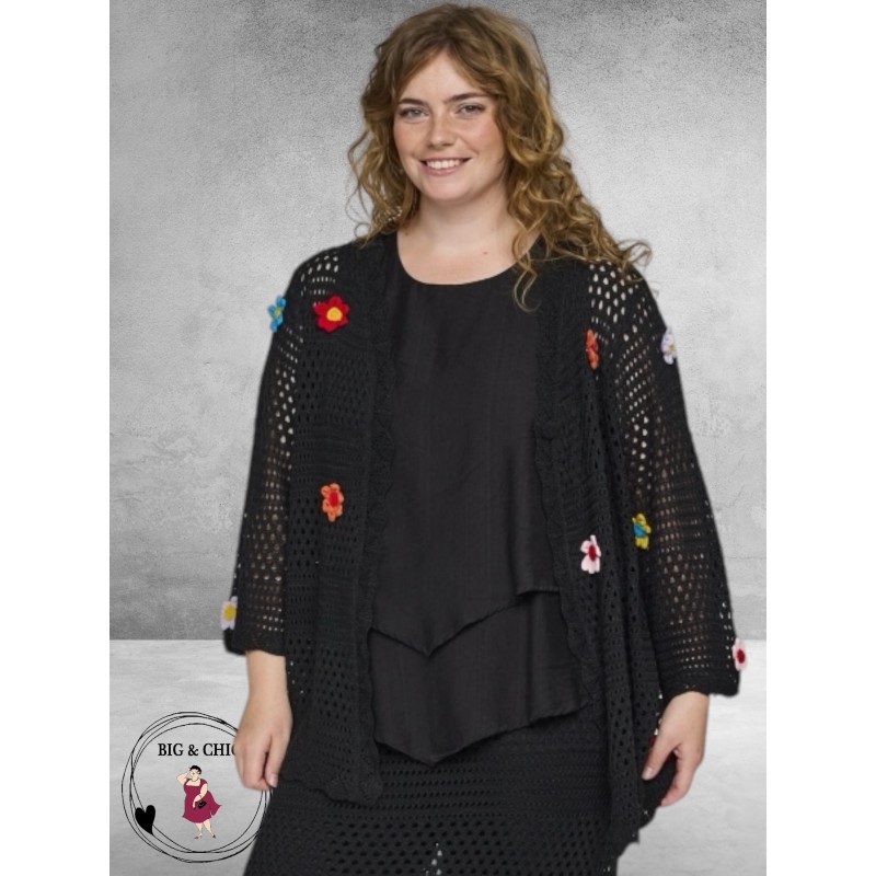 Studio Vest Met Bloemen Applicatie Zwart