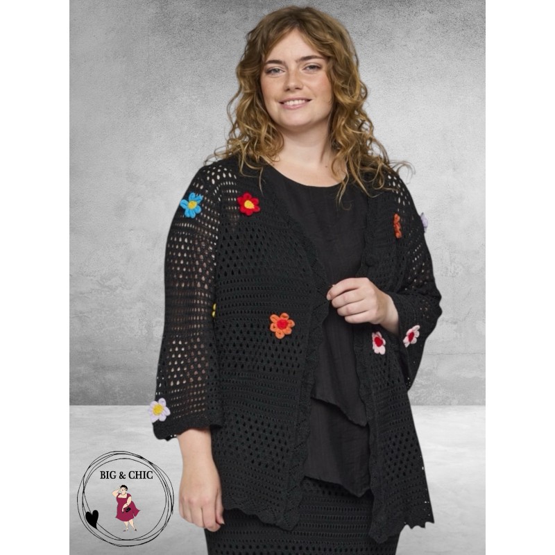 Studio Vest Met Bloemen Applicatie Zwart