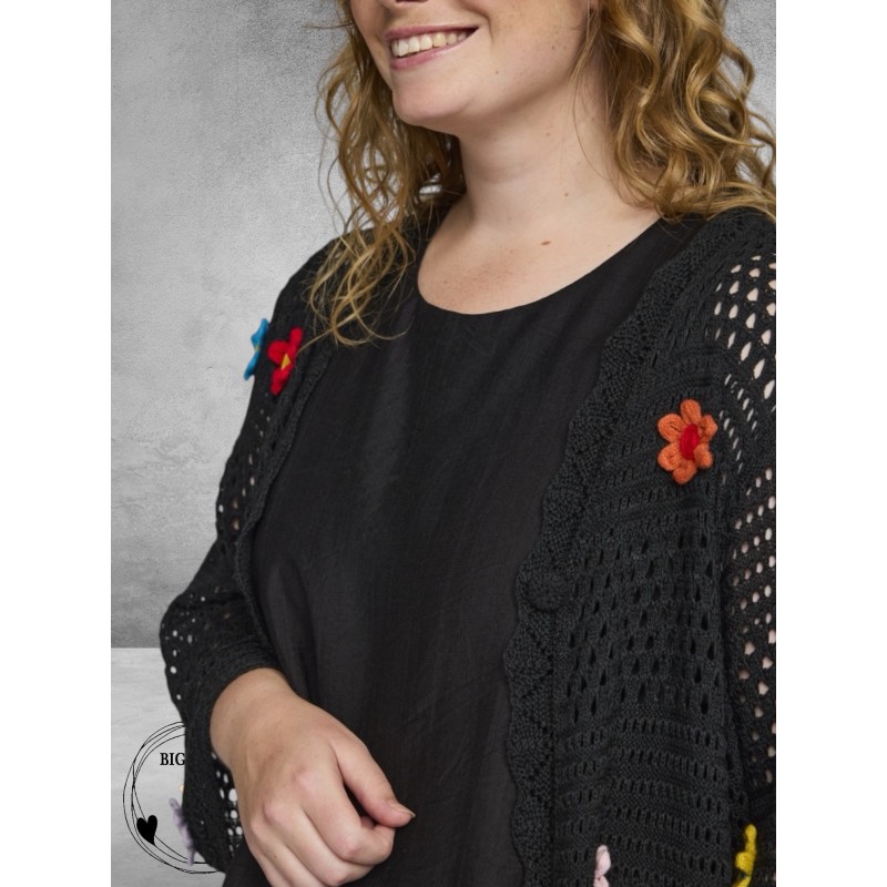 Studio Vest Met Bloemen Applicatie Zwart