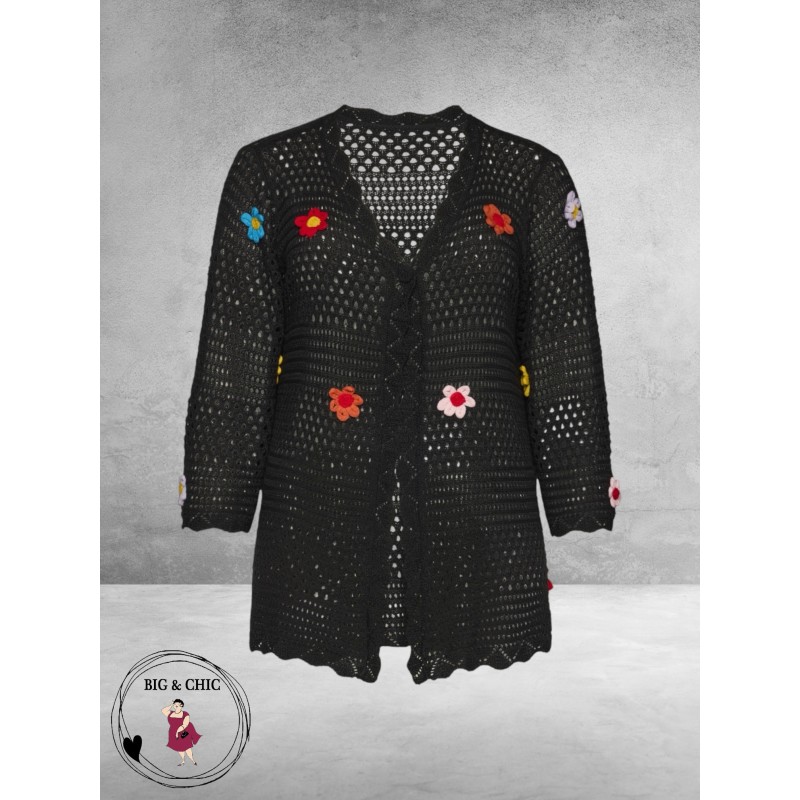 Studio Vest Met Bloemen Applicatie Zwart