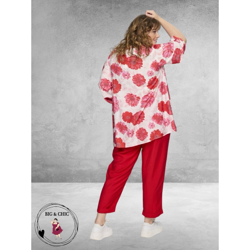 Studio Tuniek Camilla Wit met Rode Bloemen