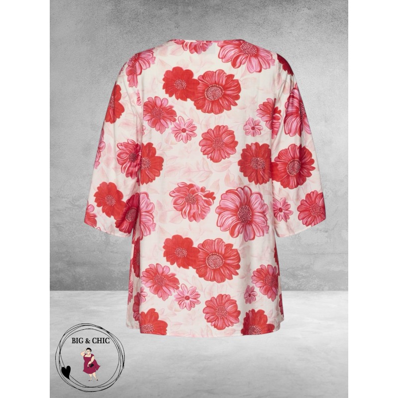 Studio Tuniek Camilla Wit met Rode Bloemen