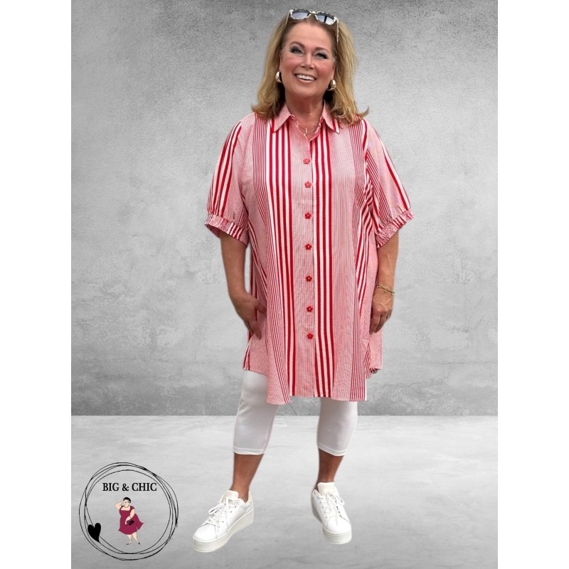 Studio Blouse-Tuniek Emelie Rood-Wit-Streep