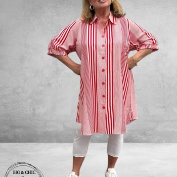 Studio Blouse-Tuniek Emelie Rood-Wit-Streep