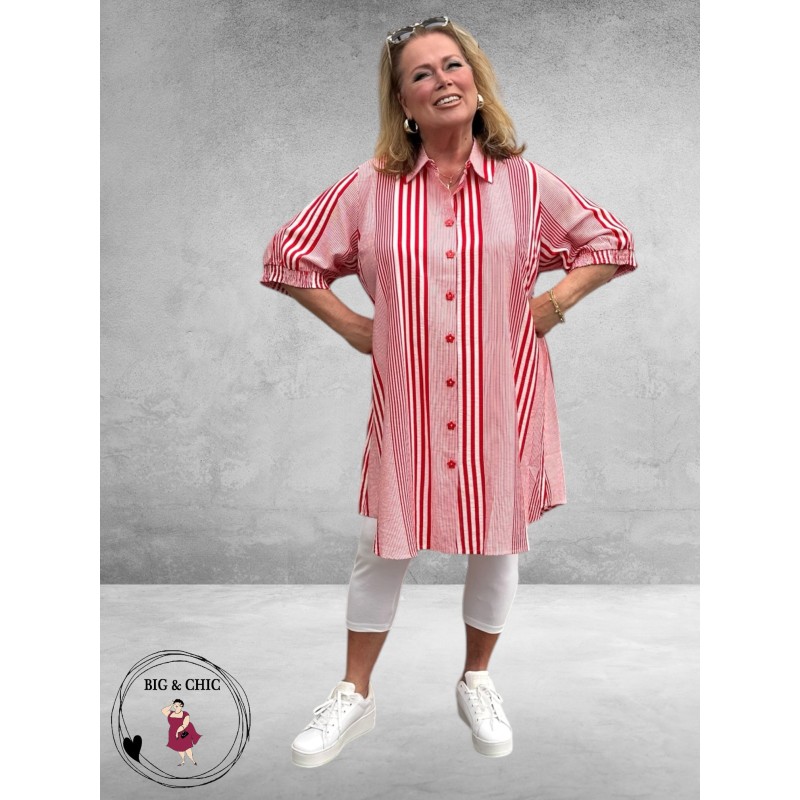 Studio Blouse-Tuniek Emelie Rood-Wit-Streep