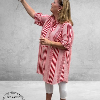 Studio Blouse-Tuniek Emelie Rood-Wit-Streep
