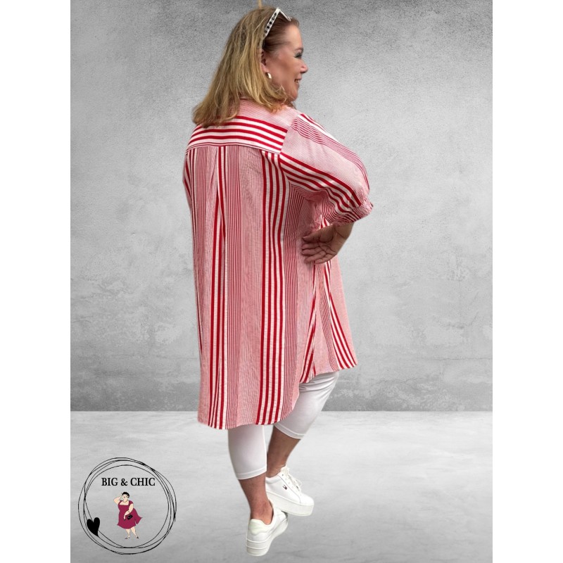 Studio Blouse-Tuniek Emelie Rood-Wit-Streep