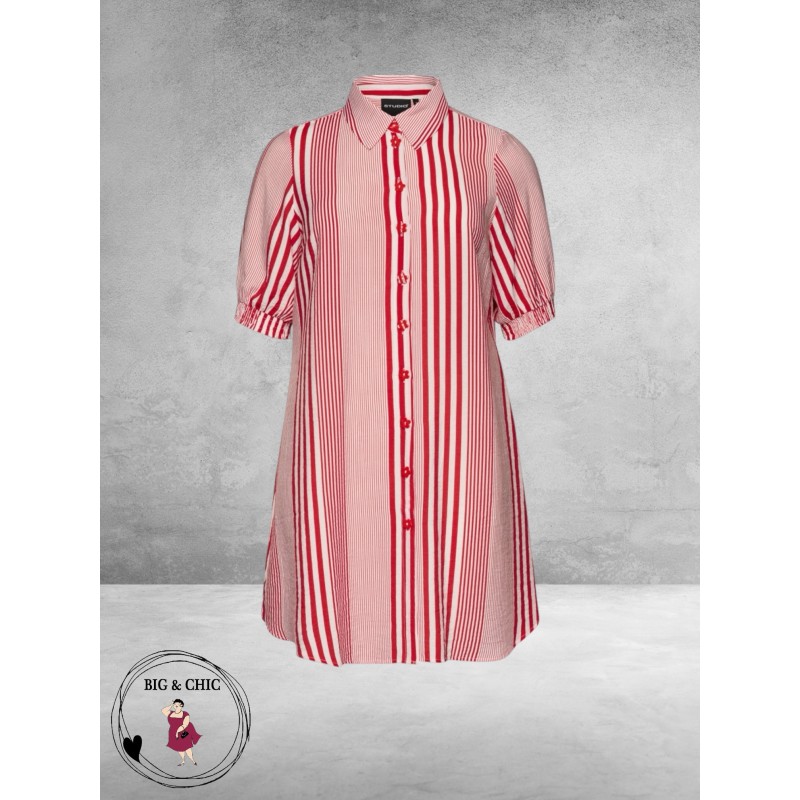 Studio Blouse-Tuniek Emelie Rood-Wit-Streep