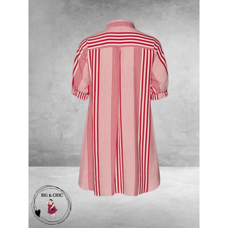 Studio Blouse-Tuniek Emelie Rood-Wit-Streep
