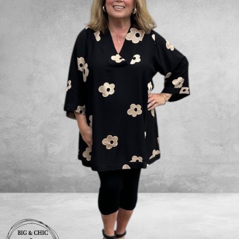 Studio Tuniek Annabelle Zwart Zand Bloemen