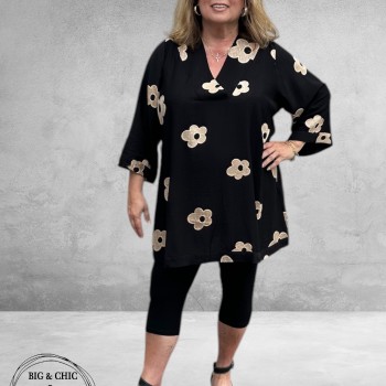 Studio Tuniek Annabelle Zwart Zand Bloemen