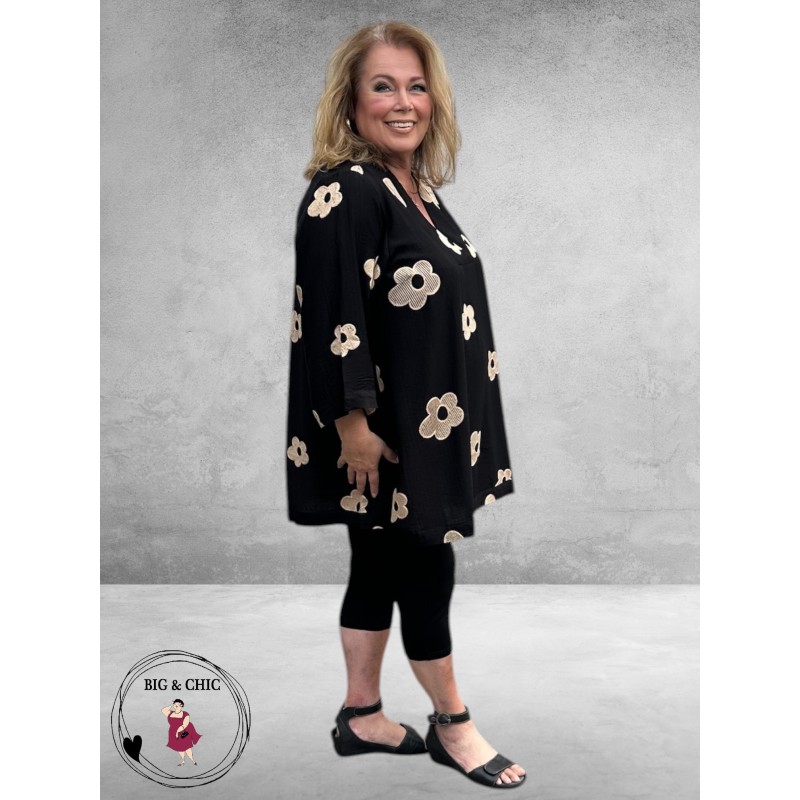 Studio Tuniek Annabelle Zwart Zand Bloemen