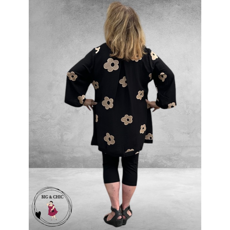 Studio Tuniek Annabelle Zwart Zand Bloemen