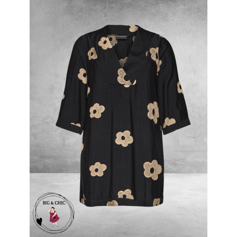 Studio Tuniek Annabelle Zwart Zand Bloemen