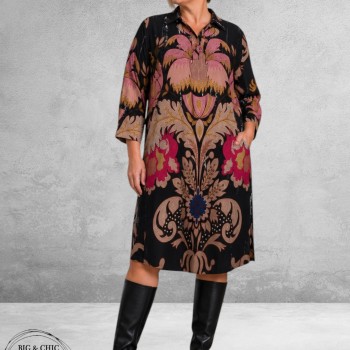 GOZZIP Jurk Michelle Zwart/Beige/Roze