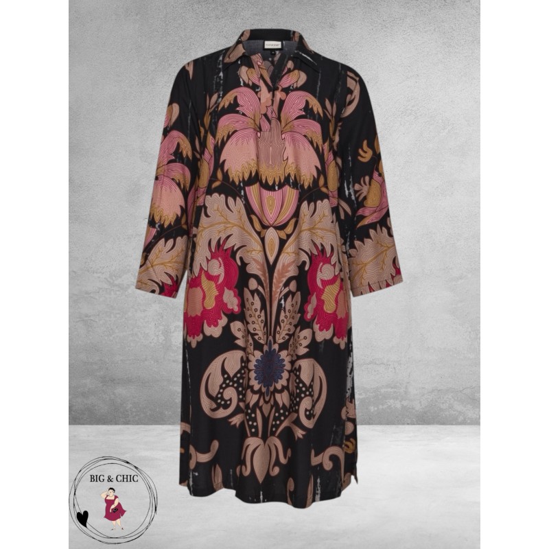 GOZZIP Jurk Michelle Zwart/Beige/Roze