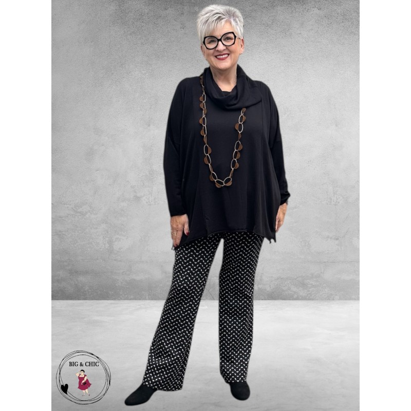 STARK Broek Bell Flare Grafisch Zwart-Zand